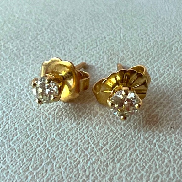 VINTAGE 14K YELLOW GOLD DIAMONDS & EMERALDS STUDS & EARRINGS JACKETS VERSATILE - Picture 7 of 16
